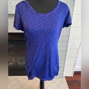 Athleta Pop Space Dye Tee Running Workout Short Sleeve Blue Purple Shirt Medium